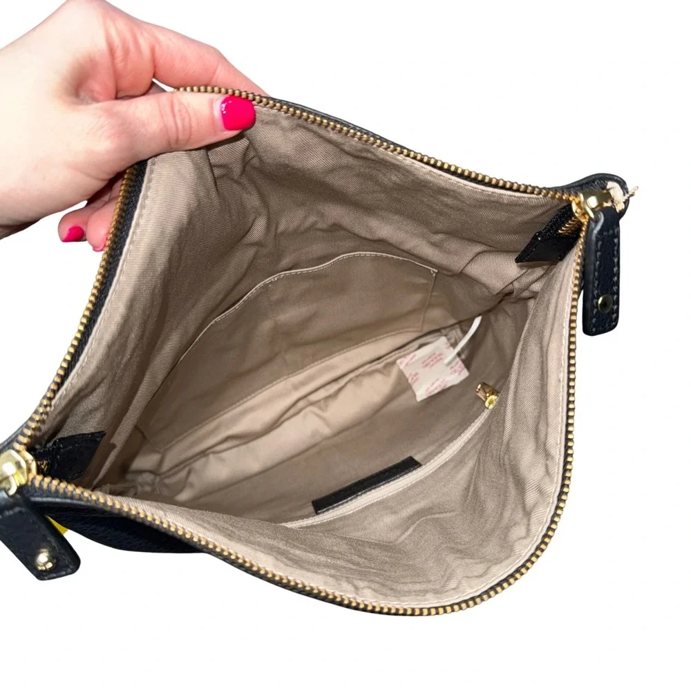Talbots Foldover Clutch Women OS‎ Black Leopard New Leather Calf Hair Bag